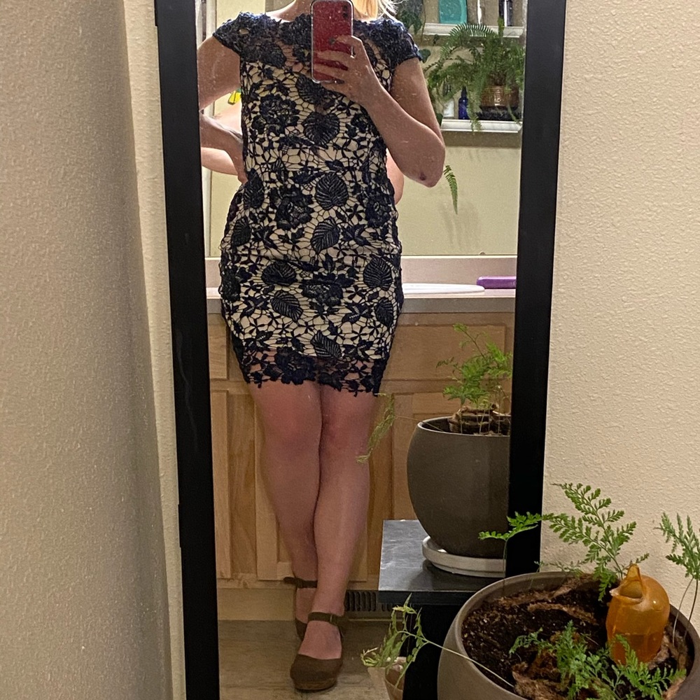 Beautiful navy blue/ nude formal dress